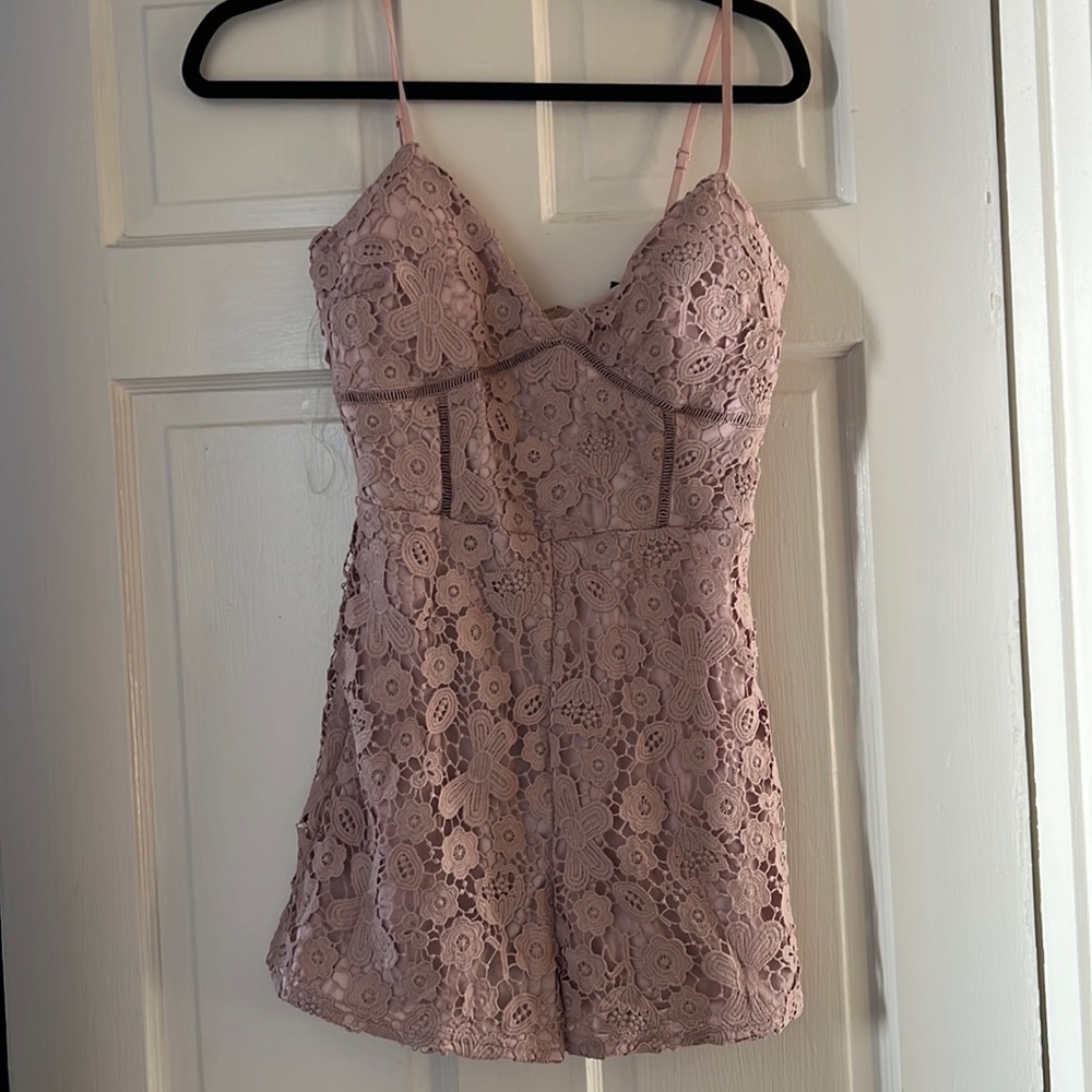 Kaylee Kollection Dusty Pink Lace Romper